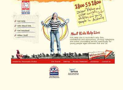 Página de entrada de la  web  de la organización australiana Kids Help.