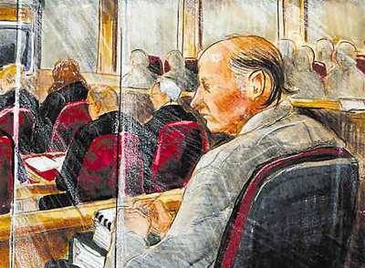 Dibujo de Robert Pickton, durante su juicio por varios asesinatos.