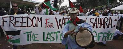 Acto de solidaridad con el Sáhara Occidental de los participantes del Foro Social  en Nairobi (Kenia).