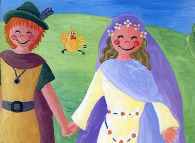 Ilustración de Alicia Ginebreda del volumen  Robin Hood,  de la colección Mis Primeros Clásicos.