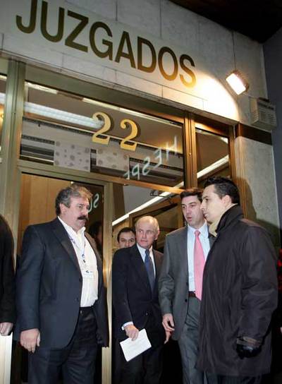 Ramón Calderón, a la salida del Juzgado número 47.