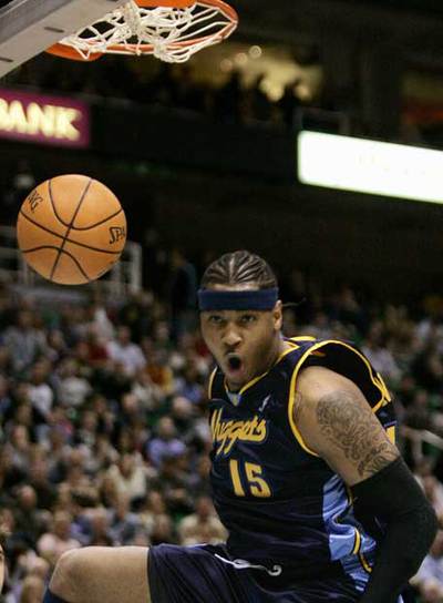 Carmelo Anthony, tras lograr una canasta.