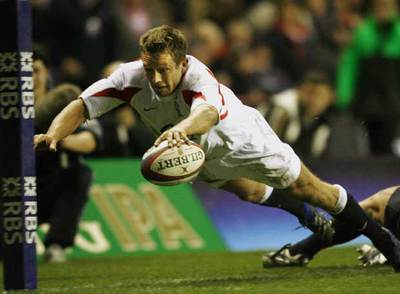 Wilkinson anota un ensayo en el partido contra Escocia del Seis Naciones del pasado sábado.