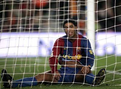 Ronaldinho, durante el partido del equipo azulgrana frente al Racing.