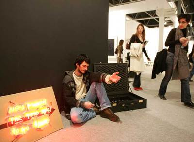 Mendigo del proyecto  Miserias ilimitadas,  de Núñez Gasco, en la galería T-20.