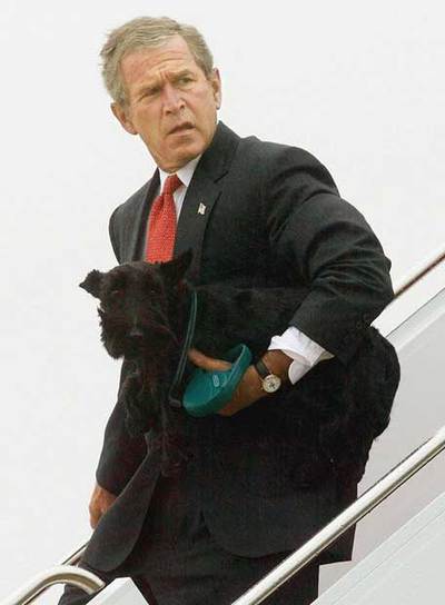 George W. Bush, con su perro  Barney. 