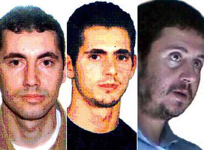 De izquierda a derecha, Rachid Oulad Akcha, su hermano Mohammed y Serhane Ben Abdelmajid,  El Tunecino. 