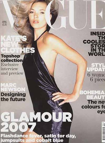 Kate Moss, en la portada de  Vogue. 