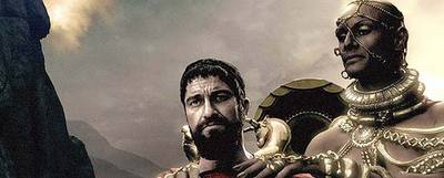 Gerard Butler (a la izquierda) y Rodrigo Santoro, en un fotograma de  300. 