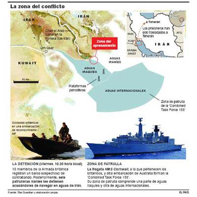 El Gobierno iraní reta a Londres y traslada a Teherán a los 15 militares detenidos