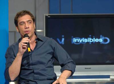 Javier Bardem, durante la presentación de la película documental  Invisibles.  