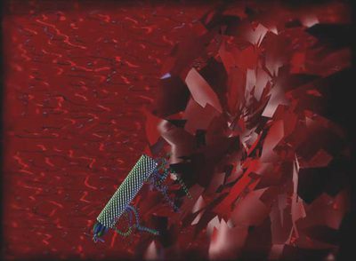 Ilustración de un  nanorrobot  basado en proteínas que circula por el torrente sanguíneo.