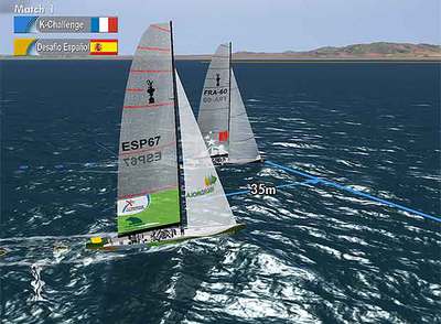 Reproducción gráfica en tiempo real de una regata, producida por la empresa neozelandesa Animation Research Limited.