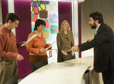 De izquierda a derecha, Xoán Villena, Virginia Ruiz, Amparo Valcarce y Juan Antonio Sacaluga.