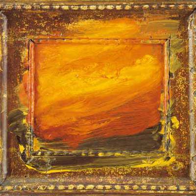  Old sky  (1996-1997), óleo sobre madera, de Howard Hodgkin (colección privada, Londres).