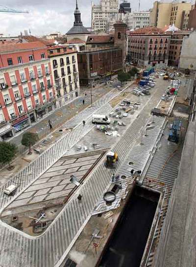 Imagen tomada ayer de las obras de remodelación de la plaza de Soledad Torres Acosta.