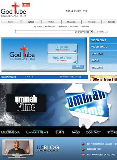 Arriba, God Tube. Abajo, la productora  halal,  del cineasta Baba Alí.