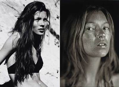 Dos de la fotos de Kate Moss que salen a subasta.