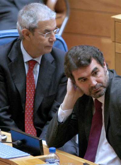 Touriño y Quintana, en un pleno del Parlamento.