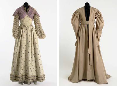 De izquierda a derecha, , los trajes que lucieron  Elizabeth Taylor y Greta Garbo en  Desayuno con diamantes, Funny girl, El árbol de la vida   La dama de las camelias.