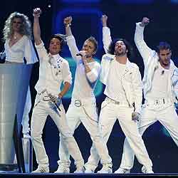 El grupo español D'Nash, en el ensayo de ayer.