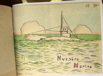Uno de los dibujos que presentó el fiscal como prueba contra Ernesto Sempere en el procedimiento sumarísimo de urgencia. Sempere los había hecho a los 15 años. Según el fiscal, 