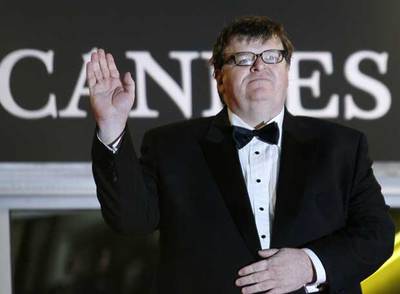 El cineasta Michael Moore, ayer en Cannes durante la presentación de su película  Sicko.