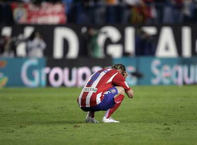 Fernando Torres, al finalizar el partido entre el Atlético y el Barcelona
