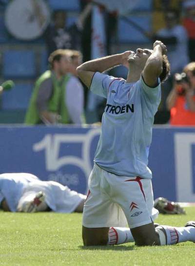 Gustavo López celebra la victoria del Celta.