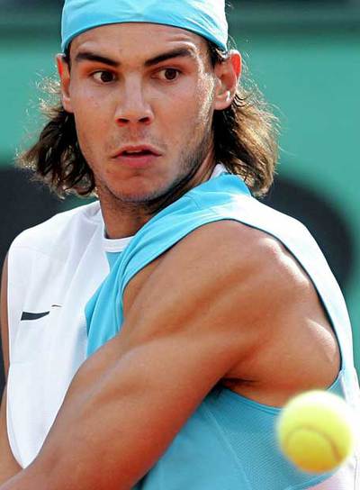 Nadal, durante su partido contra Del Potro.