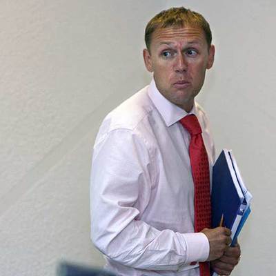 Andréi Lugovoi, tras su conferencia de prensa ayer en Moscú.