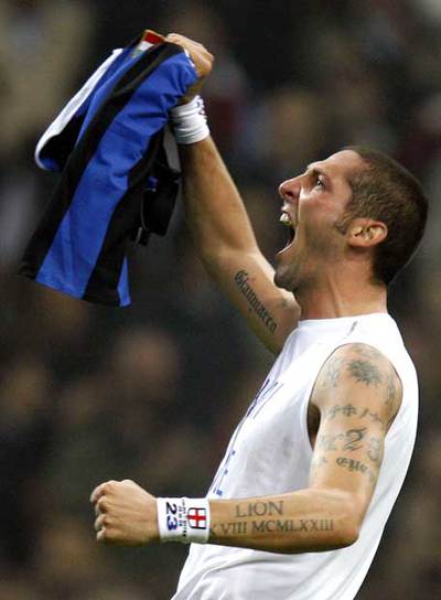 Materazzi, al final del  derby  que el Inter ganó al Milan por 4-3 el pasado octubre.