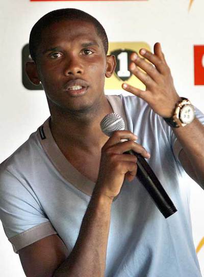 Eto'o, ayer durante su conferencia de prensa.