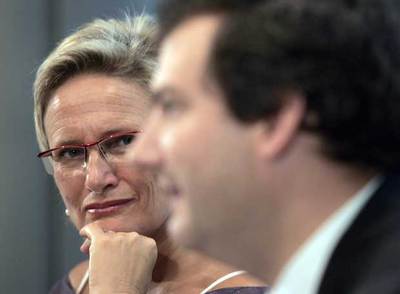 Imma Mayol y Jordi Hereu, ayer al dar a conocer la composición del equipo de gobierno.