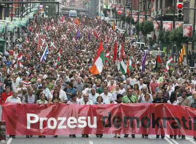 Manifestación  abertzale  de ayer en Bilbao.