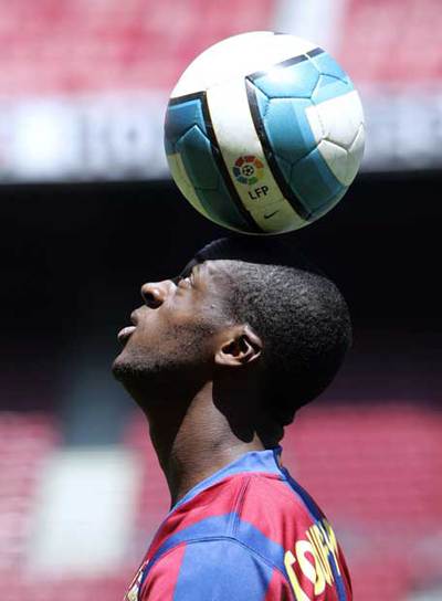 Touré Yaya, en su presentación con el Barça.