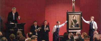 La obra de Velázquez  Santa Rufina , mostrada en la galería Sotheby's de Londres antes de la subasta del cuadro.