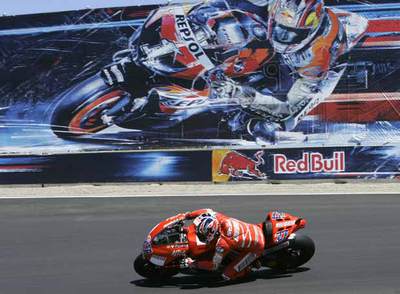 Stoner, ayer en el circuito de Laguna Seca.