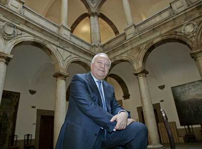 Miguel Ángel Moratinos, en el patio del palacio de Santa Cruz, sede del Ministerio de Asuntos Exteriores.