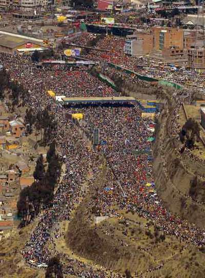 Manifestación a finales de julio en La Paz, en defensa de la capitalidad.