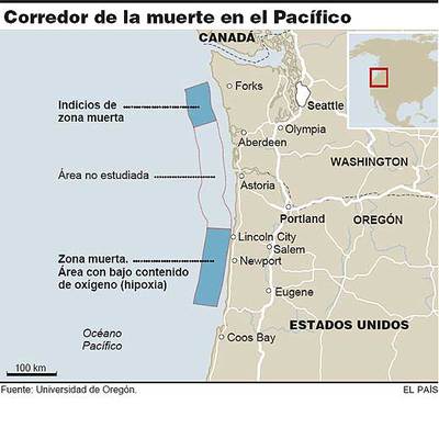 Zona muerta en la costa de EE UU