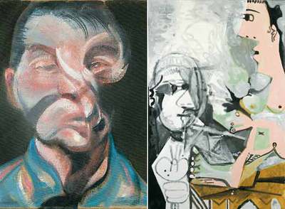A la izquierda,  Autorretrato   (1972), de Francis Bacon. A la derecha,   El pintor y su modelo   (1964), de Picasso, dos de los cuadros que se exhiben en el Museo de Bellas Artes de Lucerna.
