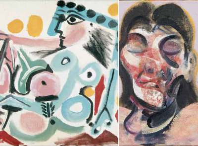A la izquierda,  Nu assis   (1964), de Picasso. A la derecha,   Three studies for Portrait of Henrietta Morales   (1969),  de Bacon.