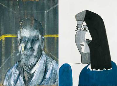 A la izquierda,  Study for a portrait   (1962), de Bacon. A la derecha,   Tête de femme   (1963), de Picasso.