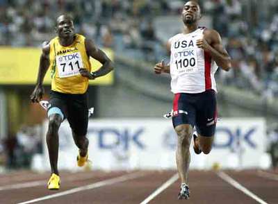 Gay, durante su carrera de ayer.