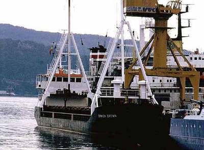 El  Danica Brown , el barco en el que viajaban los dos polizones ghaneses.