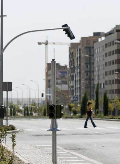Un semáforo sin funcionar en el Ensanche de Vallecas.