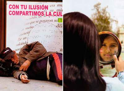 A la izquierda,  Aquí también , y a la derecha,  Espejito, espejito , ambas de Alberto Amórtegui