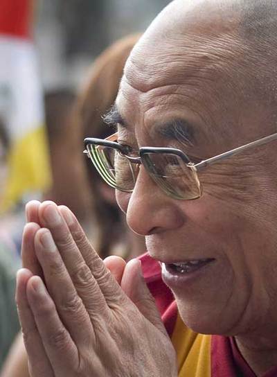 El Dalai Lama, ayer en Barcelona.