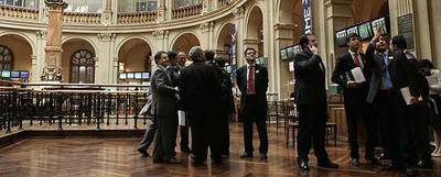 Sala principal de la Bolsa de Madrid.